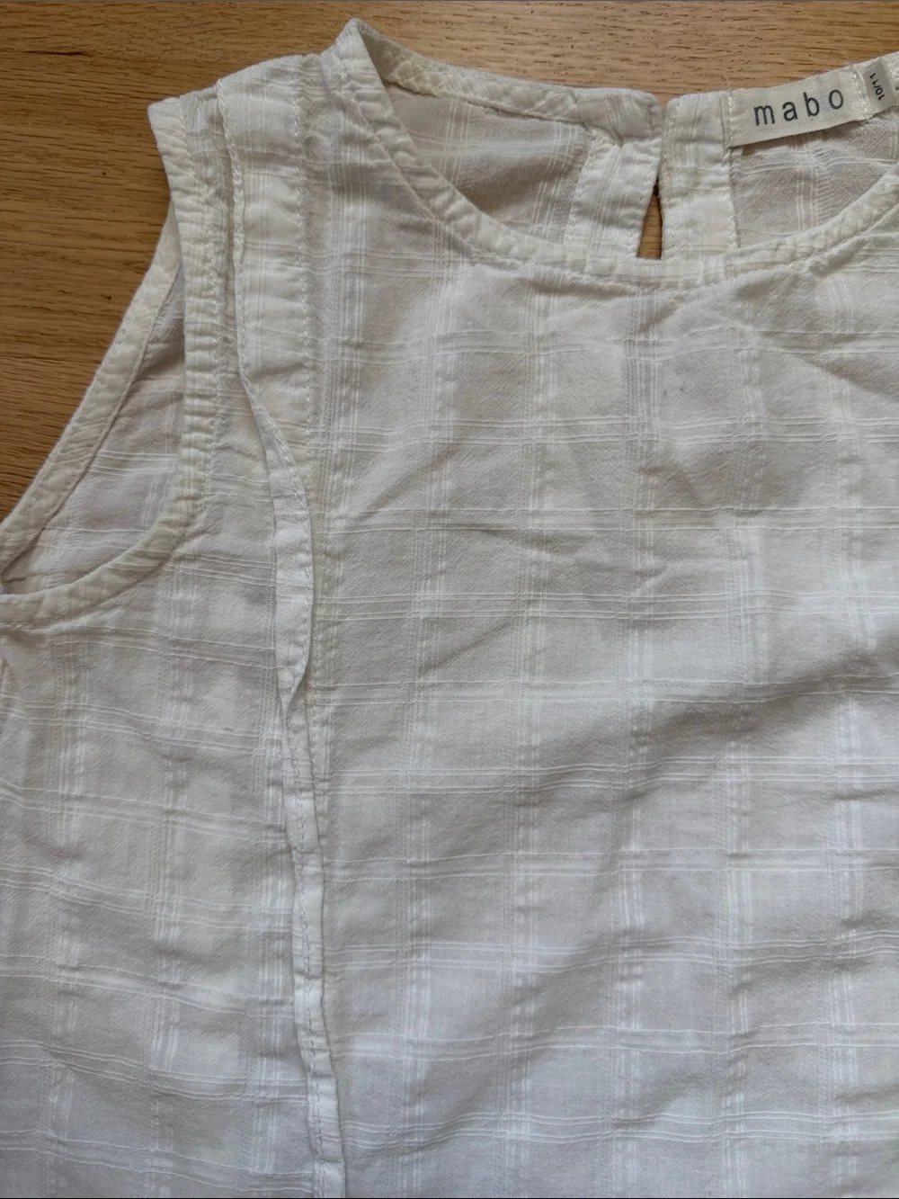 Mabo Creamy White Textured 100% Cotton Sleeveless Tank Top Girls sz 10/11